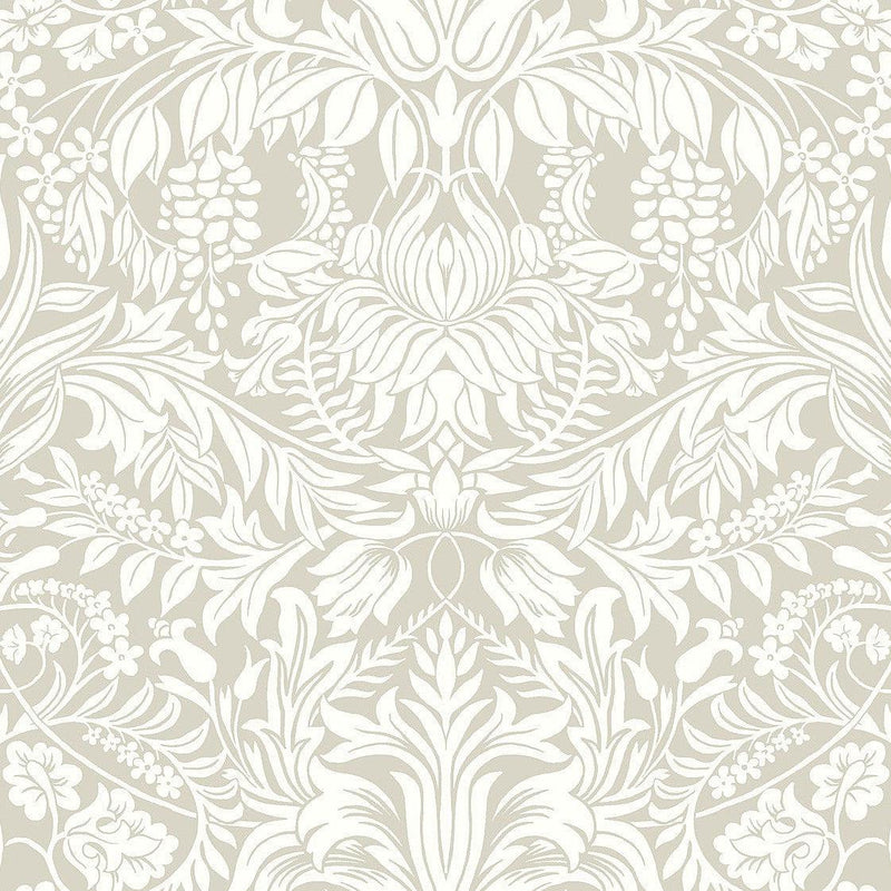 Wallpaper Lockwood Damask Wallpaper Sample // Beige 8 x 10 
