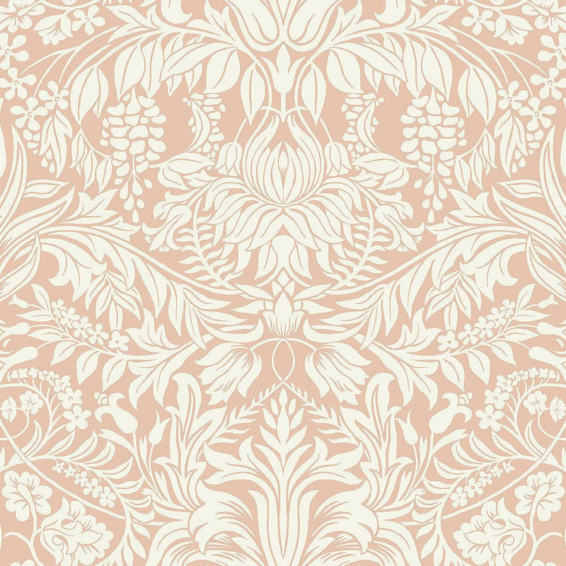 Wallpaper Lockwood Damask Wallpaper Sample // Blush 8 x 10 