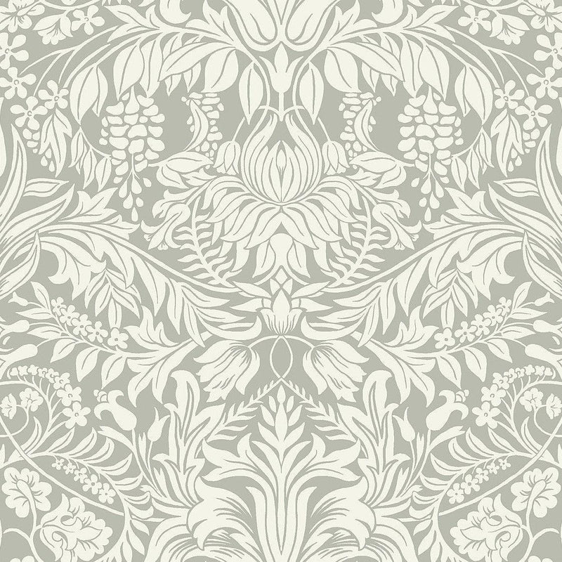 Wallpaper Lockwood Damask Wallpaper Sample // Grey 8 x 10 