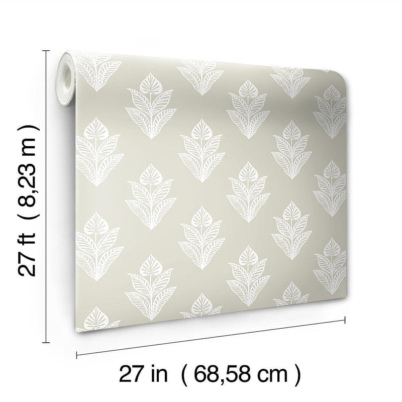 Wallpaper Lotus Motif Wallpaper // Cream & White 