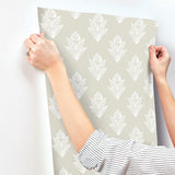 Wallpaper Lotus Motif Wallpaper // Cream & White 
