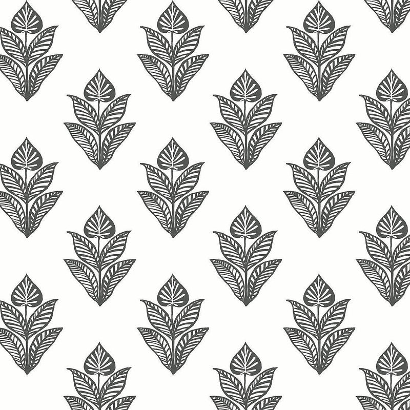 Wallpaper Lotus Motif Wallpaper Sample // Black & White 8 x 10 