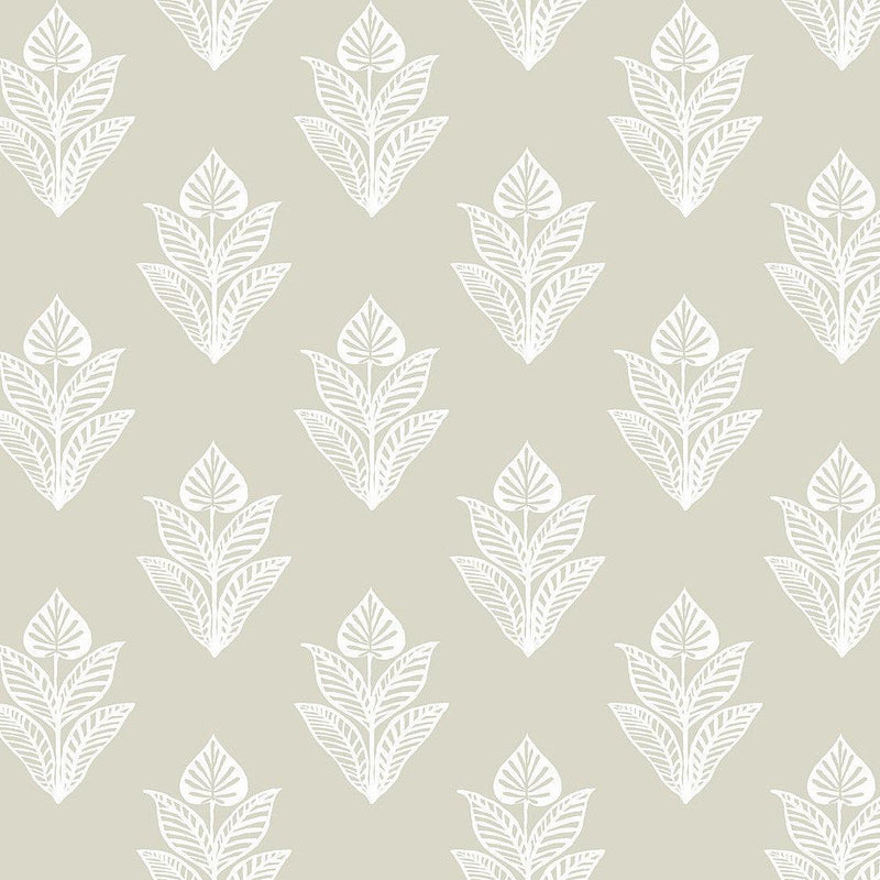 Wallpaper Lotus Motif Wallpaper Sample // Cream & White 8 x 10 