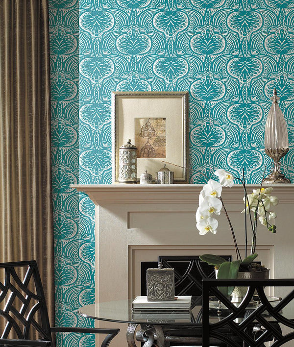 Wallpaper Lotus Palm Wallpaper // Aqua 