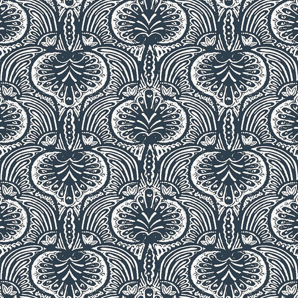 Wallpaper Lotus Palm Wallpaper // Navy 