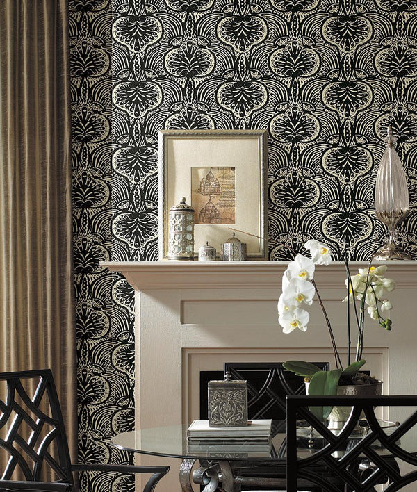 Wallpaper Lotus Palm Wallpaper // Off White & Black 