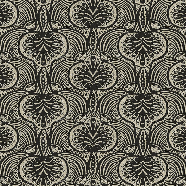 Wallpaper Lotus Palm Wallpaper // Off White & Black 