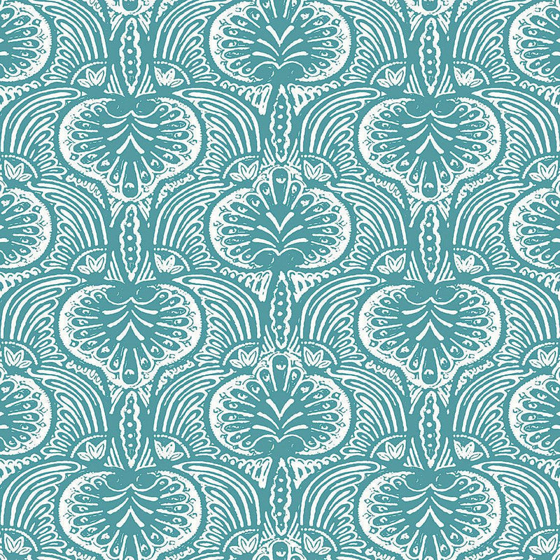 Wallpaper Lotus Palm Wallpaper Sample // Aqua 8 x 10 