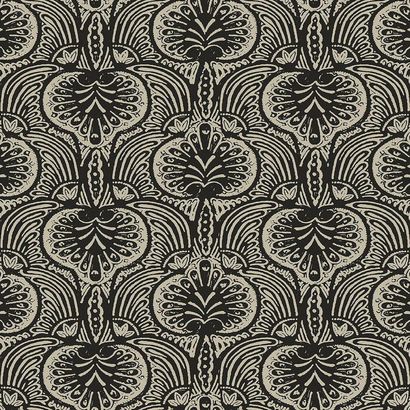 Wallpaper Lotus Palm Wallpaper Sample // Off White & Black 8 x 10 