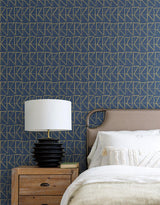 Wallpaper Love Triangles Peel & Stick Wallpaper // Blue & Gold Metallic 