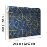 Wallpaper Love Triangles Peel & Stick Wallpaper // Blue & Gold Metallic 