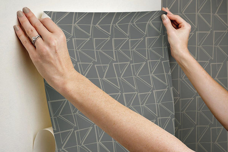 Wallpaper Love Triangles Peel & Stick Wallpaper // Grey Metallic 