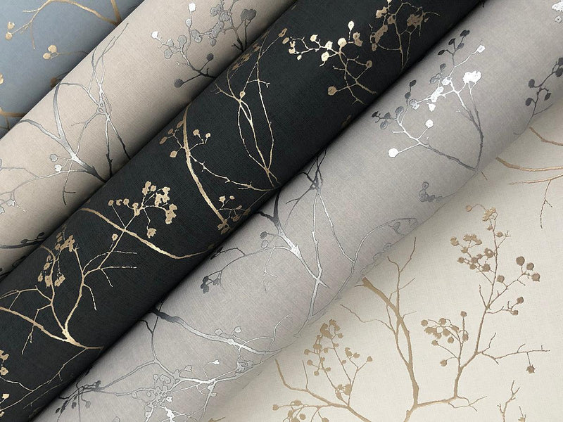 Wallpaper Luminous Branches Wallpaper // Black & Gold 