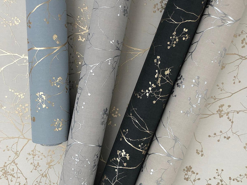 Wallpaper Luminous Branches Wallpaper // Black & Gold 