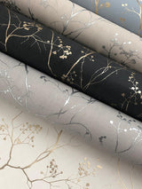 Wallpaper Luminous Branches Wallpaper // Black & Gold 