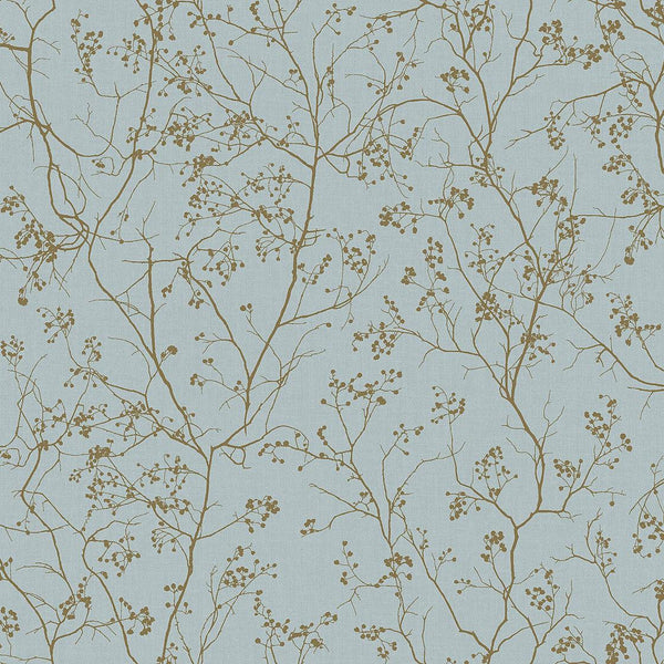 Wallpaper Luminous Branches Wallpaper // Blue & Gold 