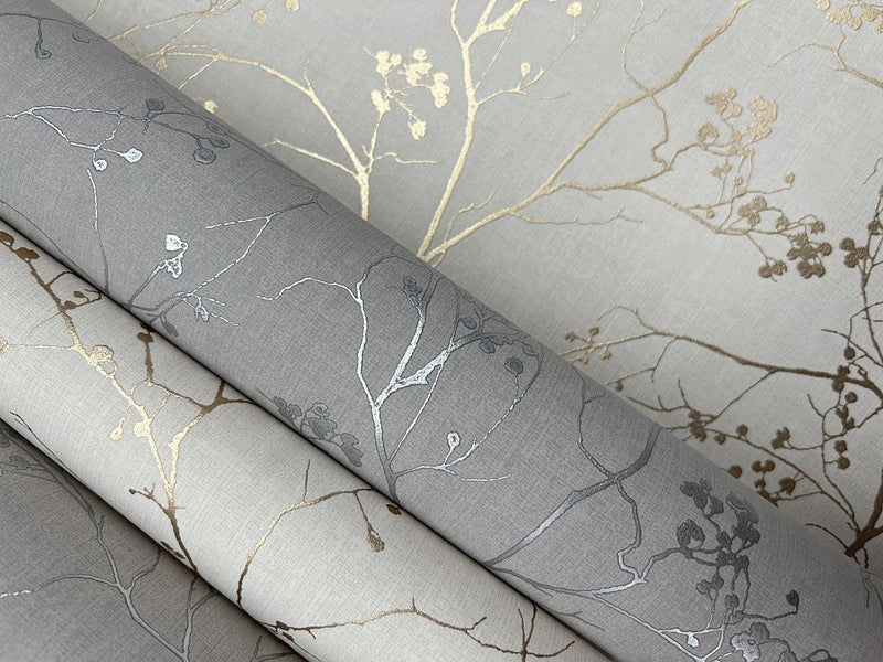 Wallpaper Luminous Branches Wallpaper // Cream & Gold 