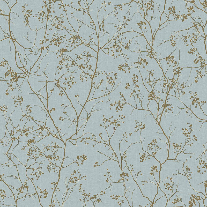 Wallpaper Luminous Branches Wallpaper Sample // Blue & Gold 8 x 10 
