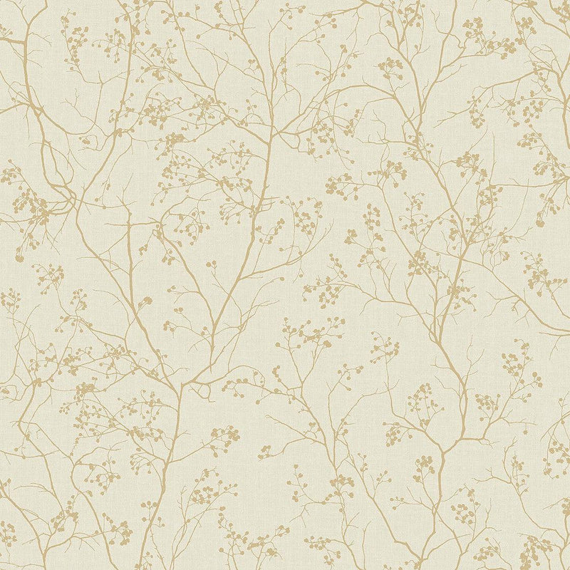 Wallpaper Luminous Branches Wallpaper Sample // Cream & Gold 8 x 10 