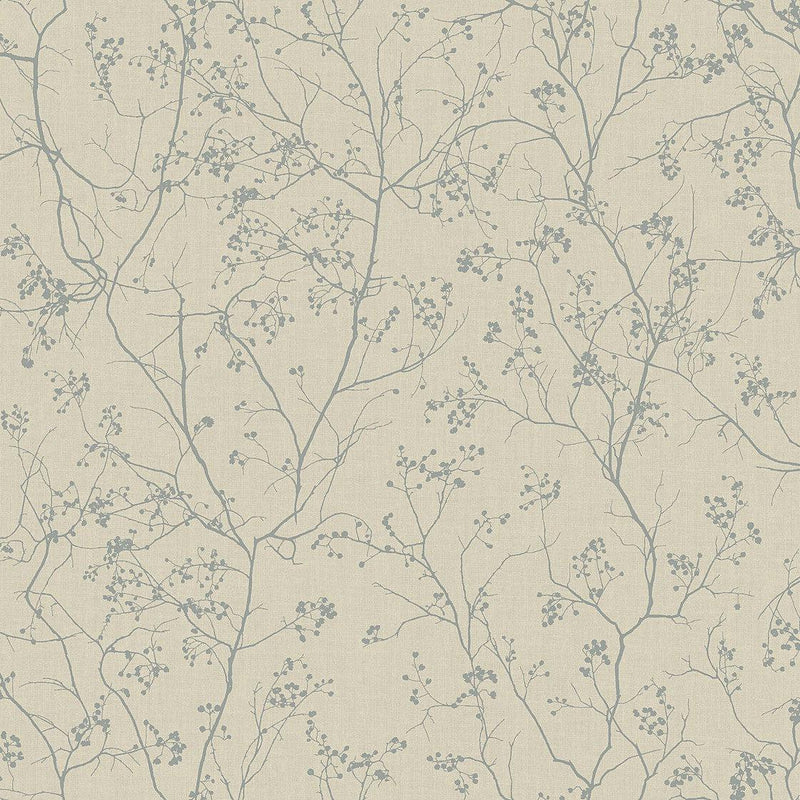 Wallpaper Luminous Branches Wallpaper Sample // Taupe & Silver 8 x 10 