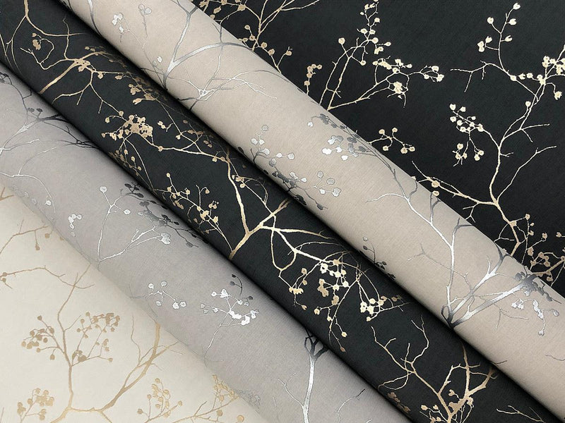 Wallpaper Luminous Branches Wallpaper // Taupe & Silver 