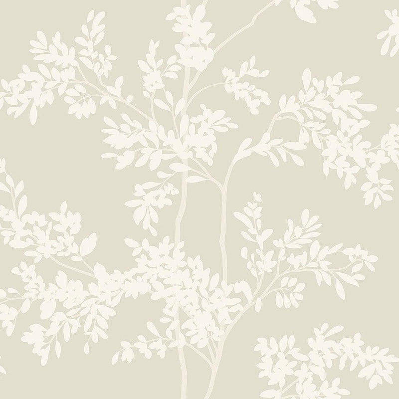 Wallpaper Lunaria Silhouette Wallpaper Sample // Light Taupe & White 8 x 10 