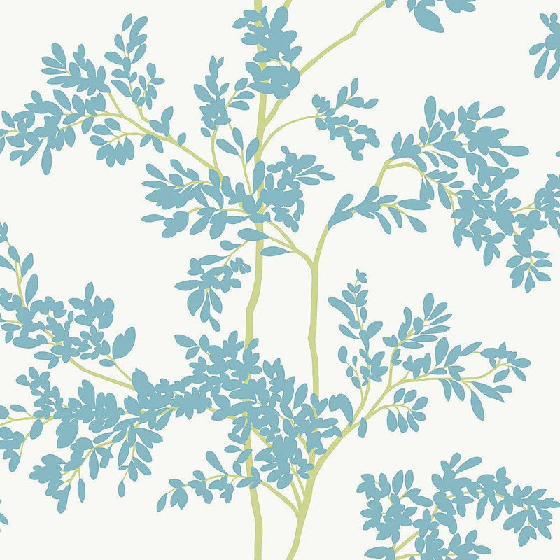 Wallpaper Lunaria Silhouette Wallpaper Sample // White & Aqua 8 x 10 