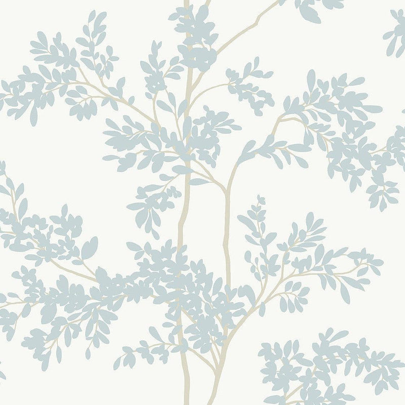 Wallpaper Lunaria Silhouette Wallpaper Sample // White & Cloud Blue 8 x 10 