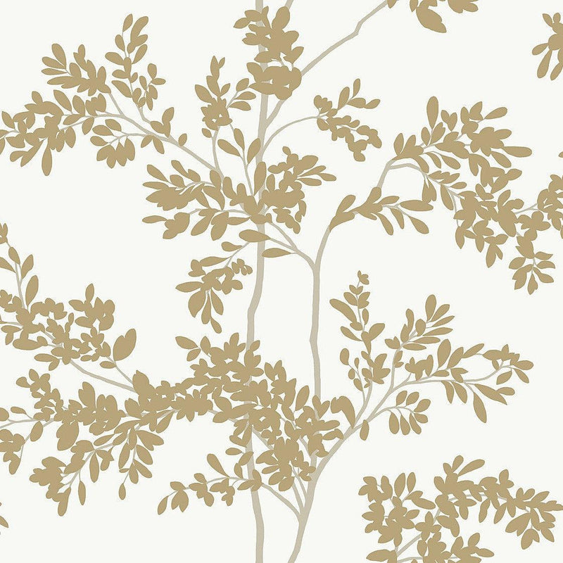 Wallpaper Lunaria Silhouette Wallpaper Sample // White & Gold 8 x 10 