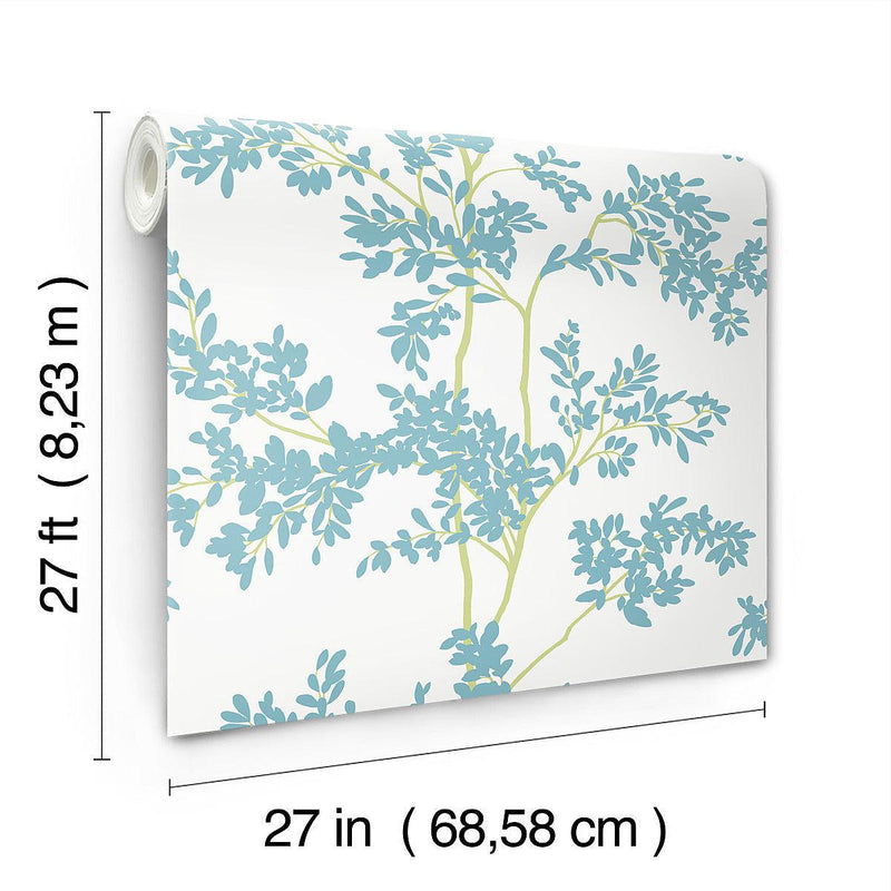 Wallpaper Lunaria Silhouette Wallpaper // White & Aqua 