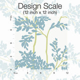 Wallpaper Lunaria Silhouette Wallpaper // White & Aqua 