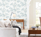 Wallpaper Lunaria Silhouette Wallpaper // White & Cloud Blue 