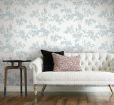 Wallpaper Lunaria Silhouette Wallpaper // White & Cloud Blue 