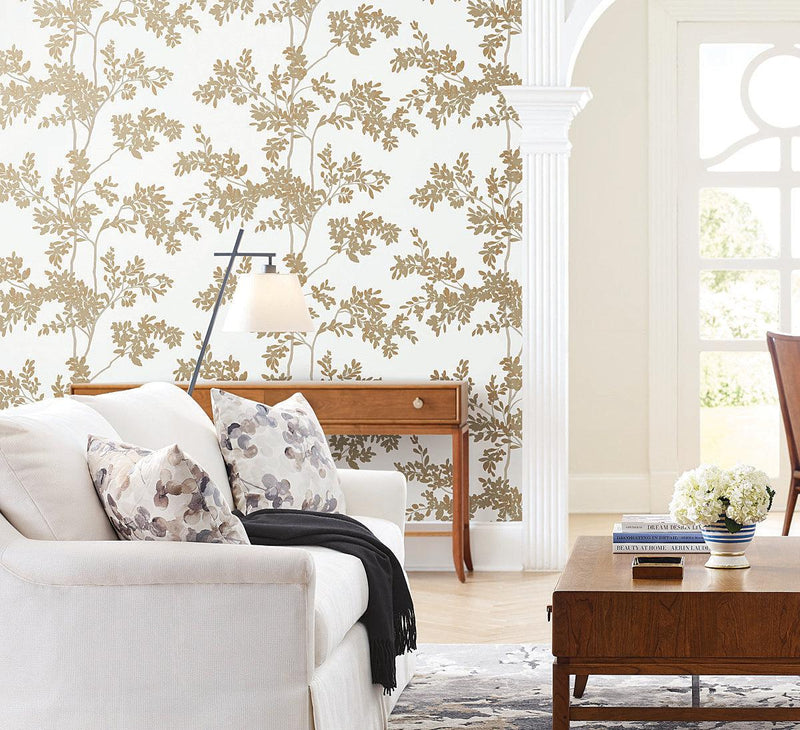 Wallpaper Lunaria Silhouette Wallpaper // White & Gold 