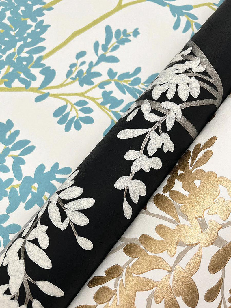 Wallpaper Lunaria Silhouette Wallpaper // White & Gold 