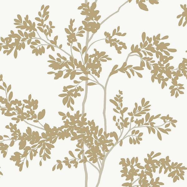 Wallpaper Lunaria Silhouette Wallpaper // White & Gold 