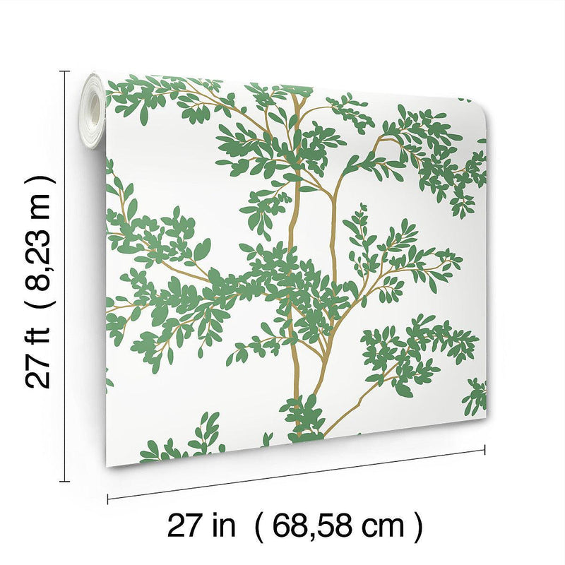 Wallpaper Lunaria Silhouette Wallpaper // White & Green 