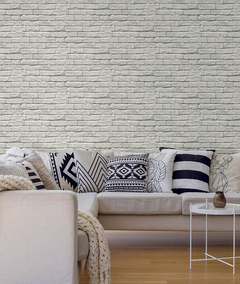 Wallpaper Magnolia Home Brick & Mortar Peel & Stick Wallpaper // Grey 