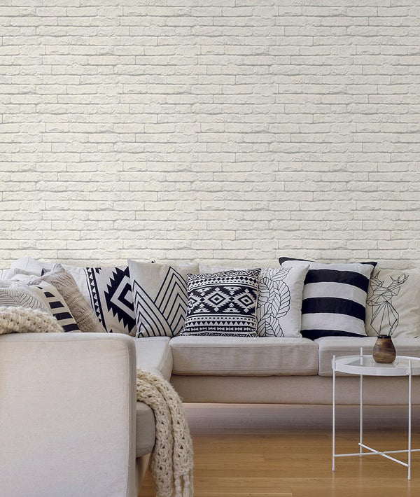 Wallpaper Magnolia Home Brick & Mortar Peel & Stick Wallpaper // White 