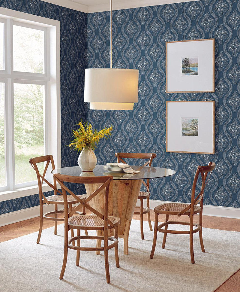 Wallpaper Magnolia Home Coverlet Floral Peel & Stick Wallpaper // Navy 