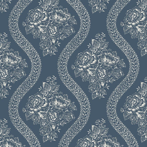 Wallpaper Magnolia Home Coverlet Floral Peel & Stick Wallpaper // Navy 