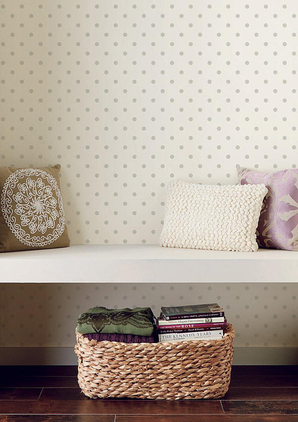 Wallpaper Magnolia Home Dots on Dots Peel & Stick Wallpaper // Cream & Grey 