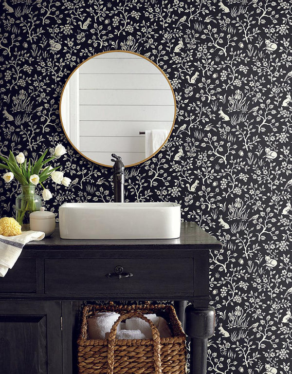 Wallpaper Magnolia Home Fox & Hare Peel & Stick Wallpaper // Black 