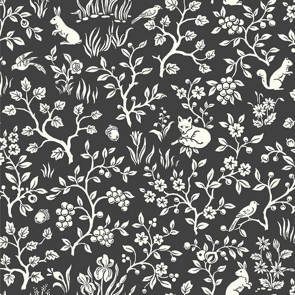 Wallpaper Magnolia Home Fox & Hare Peel & Stick Wallpaper // Black 