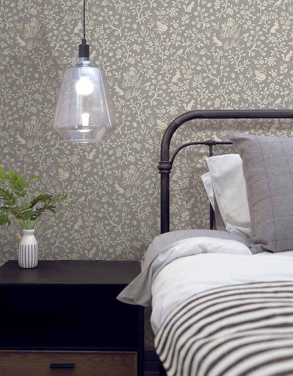 Wallpaper Magnolia Home Fox & Hare Peel & Stick Wallpaper // Grey 