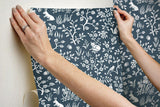Wallpaper Magnolia Home Fox & Hare Peel & Stick Wallpaper // Navy 