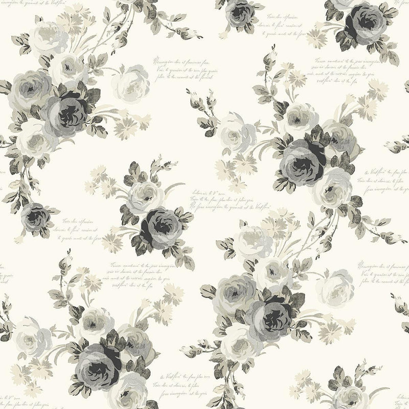 Wallpaper Magnolia Home Heirloom Rose Peel & Stick Wallpaper // Grey & White 