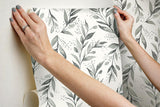 Wallpaper Magnolia Home Olive Branch Peel & Stick Wallpaper // Charcoal 
