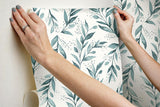 Wallpaper Magnolia Home Olive Branch Peel & Stick Wallpaper // Teal 