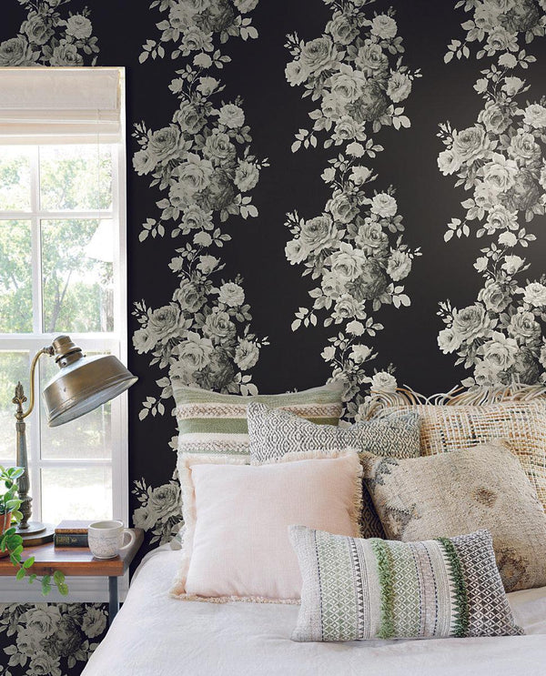 Wallpaper Magnolia Home Tea Rose Peel & Stick Wallpaper // Black & White 